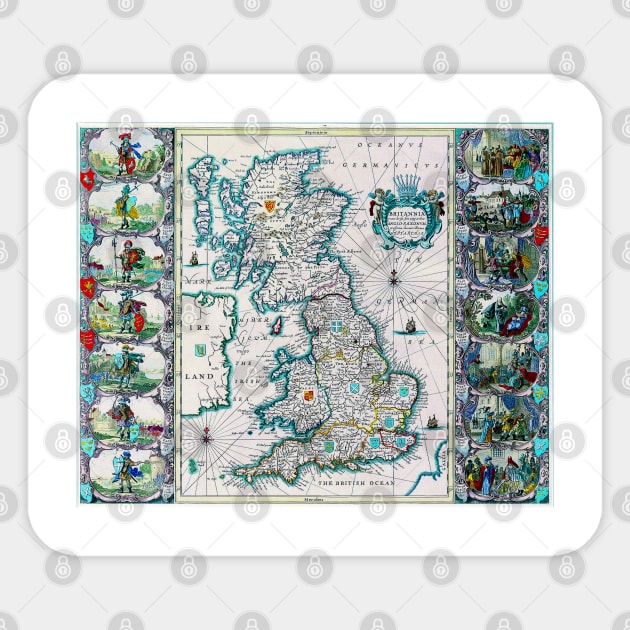 Jansson's Saxon 1600 - Saxon Heptarchy Map -  Ancient Worlds Sticker by Culturio